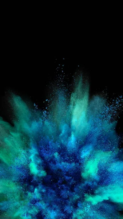 Teal Powder Explosion on Black HD Phone Wallpaper