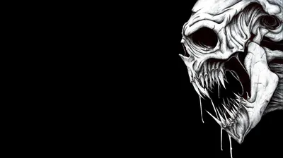 Screaming Skull Ink Drawing on Black HD Wallpaper