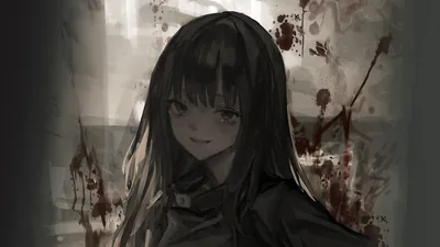 Anime Girl Against a Blood Spattered Wall HD Wallpaper