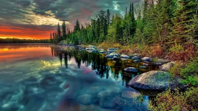 Clear Shallows on a Sunset Lakeshore HD Wallpaper