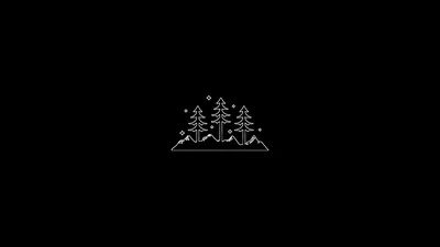 Pine Trees Line Drawing with Snow HD Wallpaper