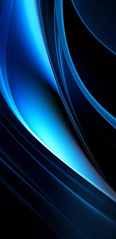 Sweeping Blue Light Curve on Black HD Phone Wallpaper
