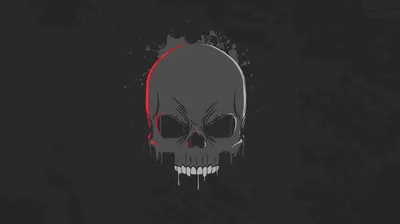 Grey Skull With Red Paint Streak HD Wallpaper