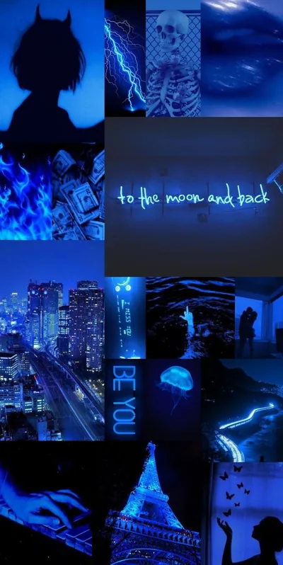 Neon Blue Black Wallpaper
