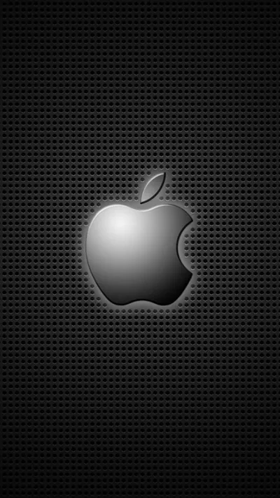 Chrome Apple Logo on Perforated Metal HD Phone Wallpaper