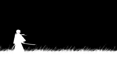 White Samurai Silhouette in Tall Grass HD Wallpaper