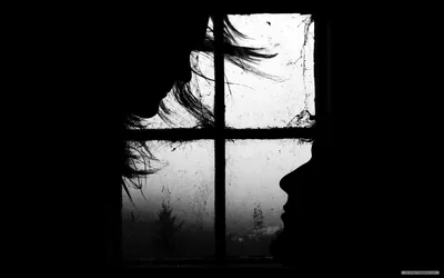 a man and a girl shadow throw the window with black background HD Wallpapers