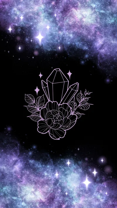 Line Art Crystal and Roses on Galaxy HD Phone Wallpaper