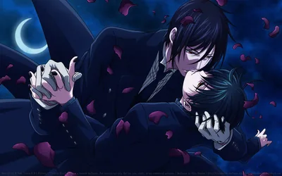 Sebastian and Ciel Under a Crescent Moon HD Wallpaper