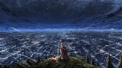 City Lights from a Night Hilltop HD Wallpaper