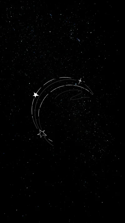 Line Art Crescent Moon in a Star Field HD Phone Wallpaper
