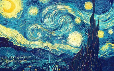 Starry Night Sky in Oil Paint HD Wallpaper