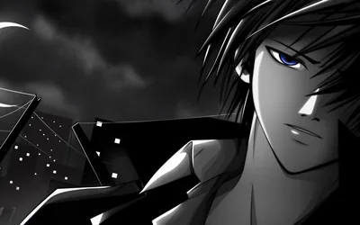 Anime Boy with Blue Eyes at Night HD Wallpaper