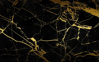 Gold Veins Branching Across Black Stone HD Wallpaper