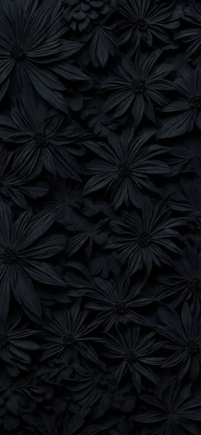 Black Floral Wallpaper with Textured Background
