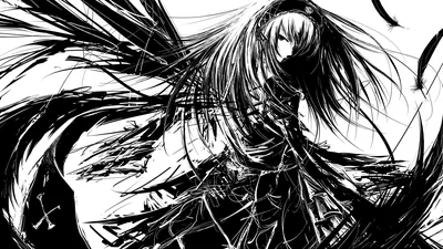 Ink Style Dark Anime Figure HD Wallpaper