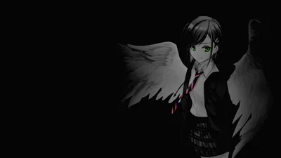 Angel in School Uniform on Dark Background backiee