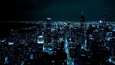 City Skyline at Night from Above HD Wallpaper