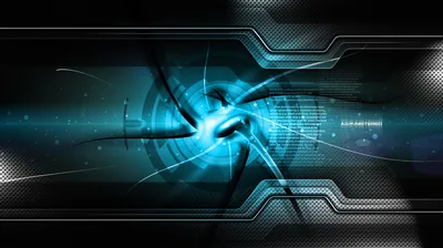 Teal Tech Frame with Glowing Core HD Wallpaper