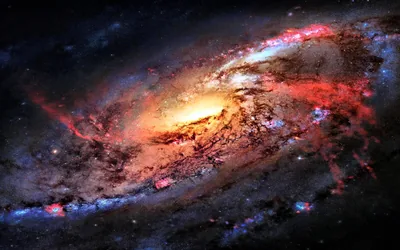 Red Star-Forming Arms of a Spiral Galaxy HD Wallpaper