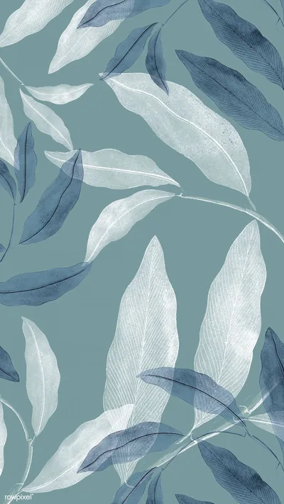 Elegant Blue and White Leafy Background Wallpaper