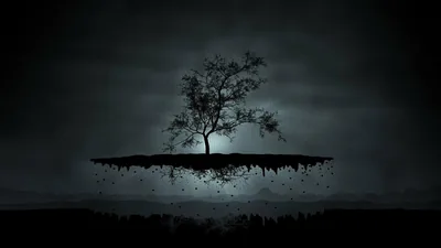 Earth Slab Adrift With One Tree HD Wallpaper