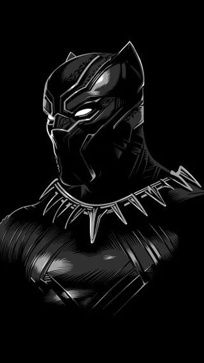 Black Panther Mask in Monochrome HD Phone Wallpaper