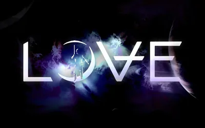 LOVE in Chrome Letters with Blue Smoke HD Wallpaper