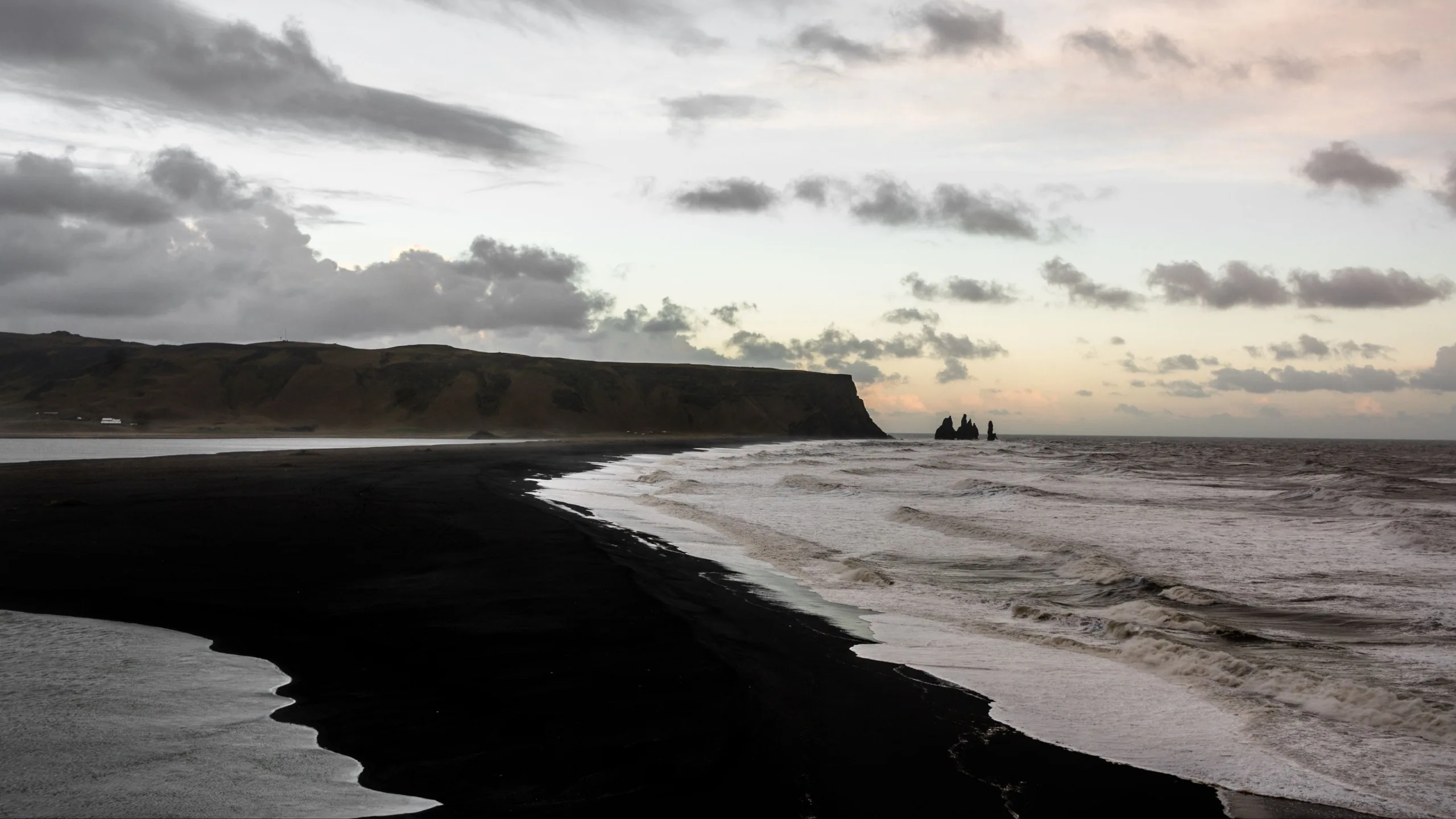 ocean, beach, coast, black sand, iceland 4K HD Nature Wallpapers