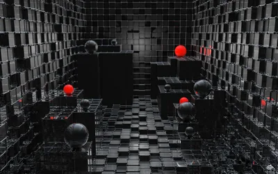 Abstract 3D Spheres and Cubes HD Wallpaper