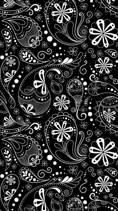Paisley bandana mobile wallpaper, black