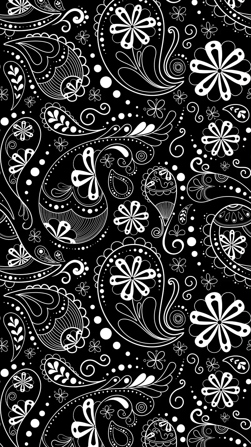 Paisley bandana mobile wallpaper, black