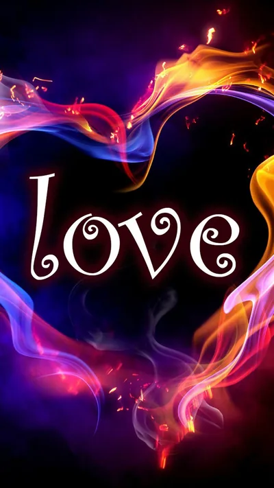 Love Word Inside a Smoke Heart HD Phone Wallpaper