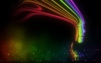 Rainbow Line Face Profile on Black HD Wallpaper