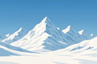 Flat Snowy Mountain Illustration HD Wallpaper
