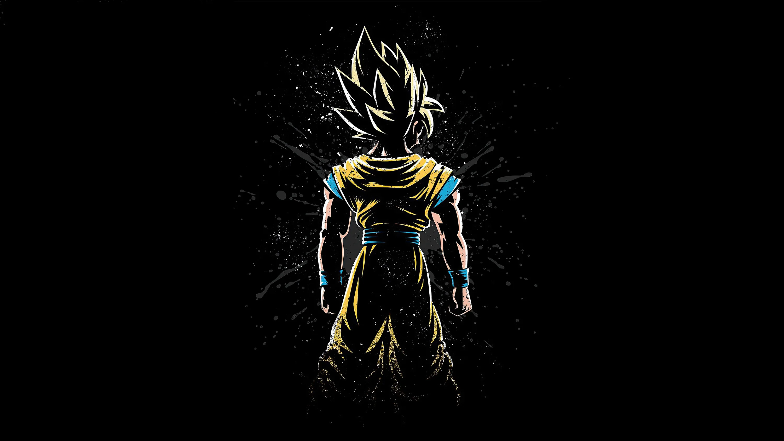 Goku Anime Boy Dark Art Black Background 4K HD Dragon Ball Wallpapers