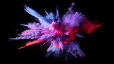 Colour Powder Explosion on Black HD Wallpaper