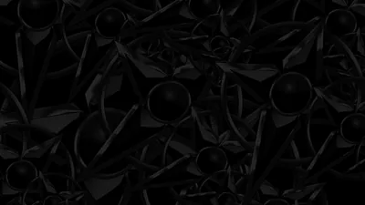 Black 3D Flowers and Spheres HD Wallpaper