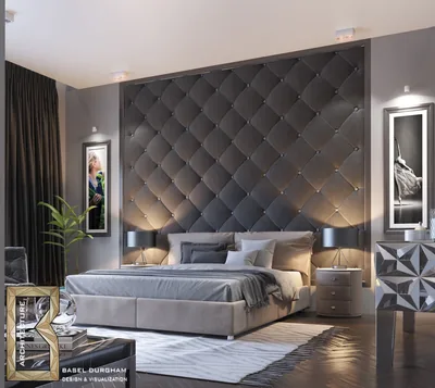 Tufted Charcoal Headboard Wall Bedroom HD Wallpaper