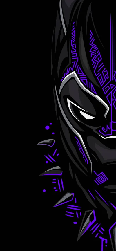 Half face Black Panther Dark Purple Iphone Wallpaper