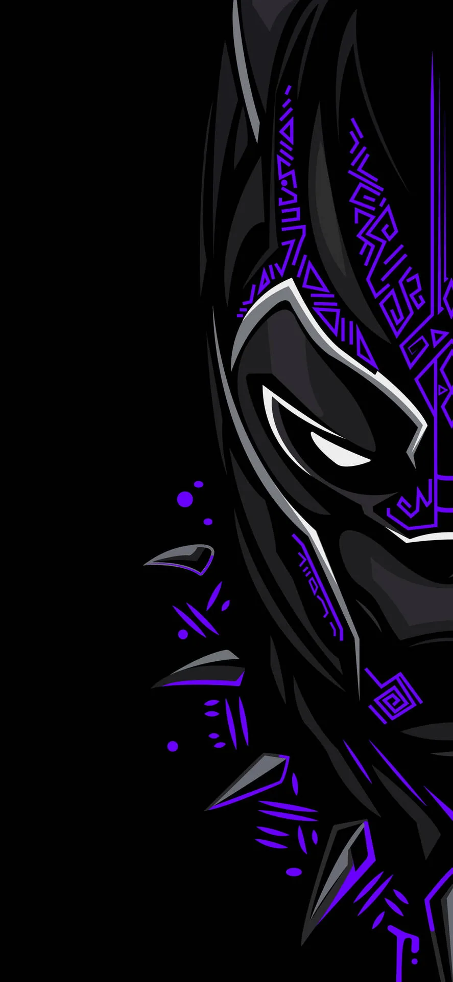 Half face Black Panther Dark Purple Iphone Wallpaper