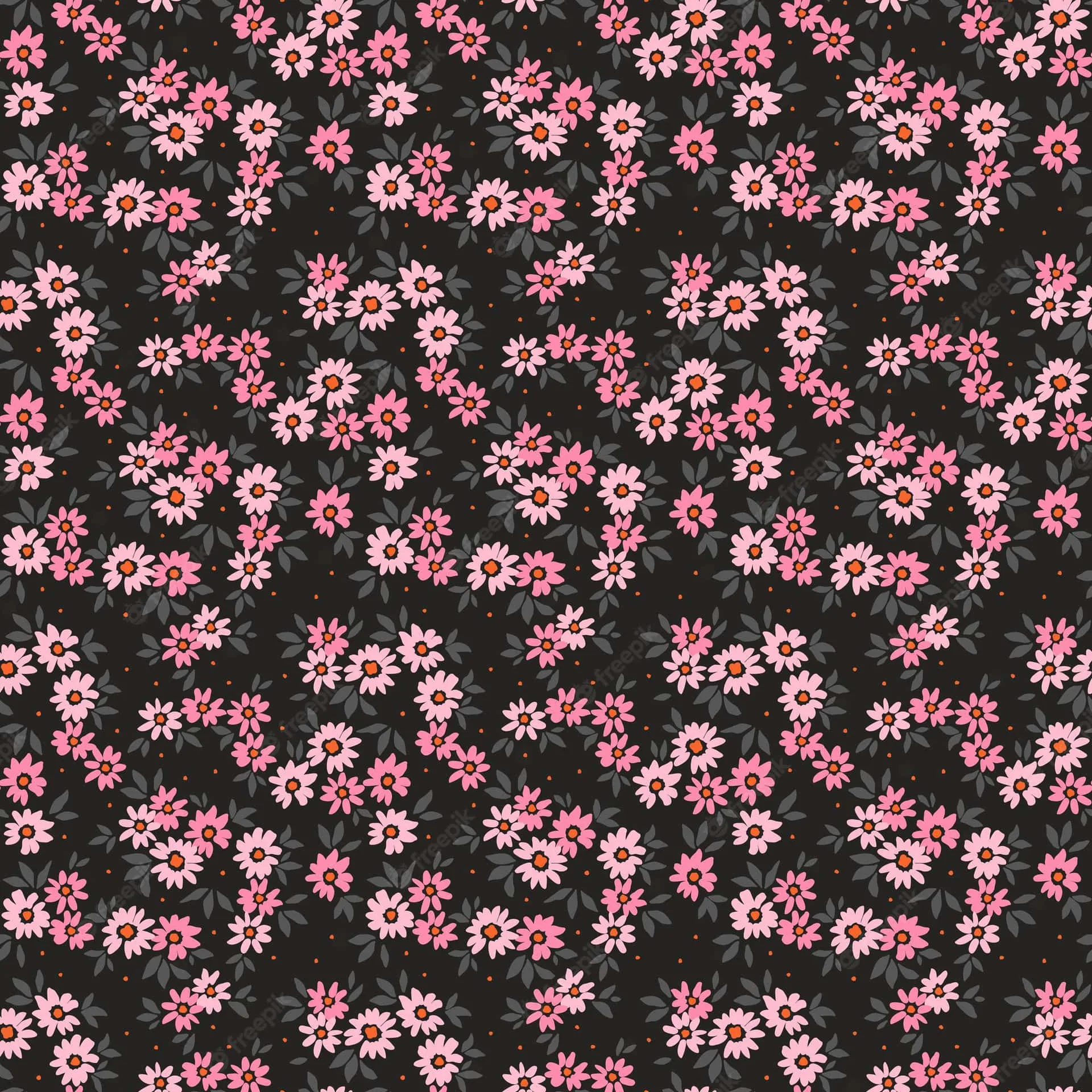 Pretty Black Flowers Design Wallpaper