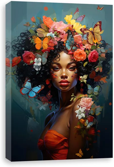 Amazon DOARTDO African Black Woman Canvas Wall Art Abstract Color