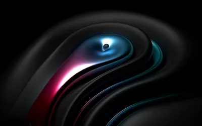 Glossy Black Swirl with Blue and Pink Glow HD Wallpaper