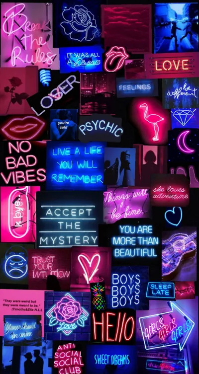 Wall of Neon Sign Quotes HD Phone Wallpaper