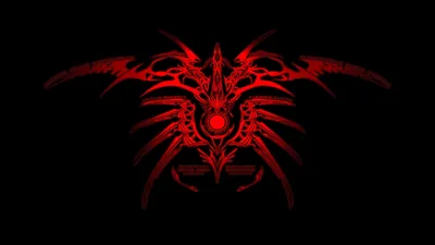 Red Tribal Emblem on Black HD Wallpaper