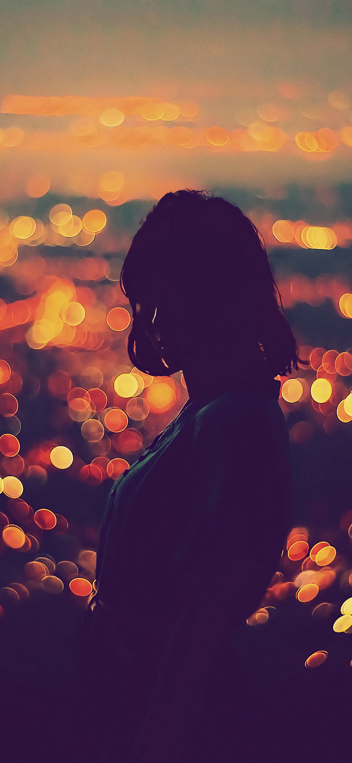 Girl night bokeh iPhone X Wallpapers