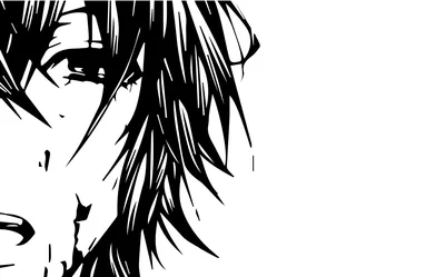 Anime Face in Bold Black Ink HD Wallpaper