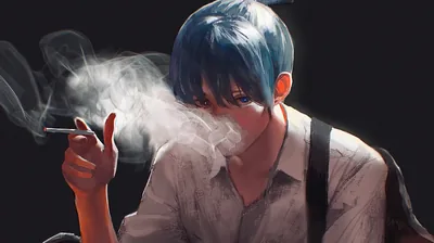 Sad Anime Boy Smoking Wallpaper 4k