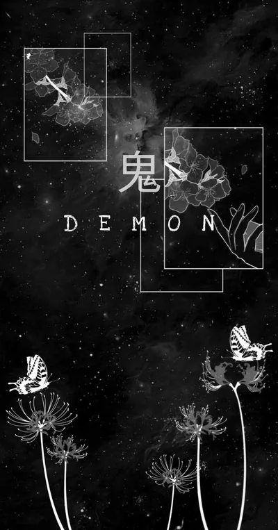 Demon Kanji with Spider Lilies HD Phone Wallpaper